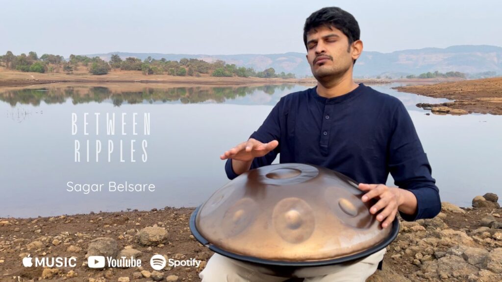 Between Ripples by Sagar Belsare handpan composition cover art near water