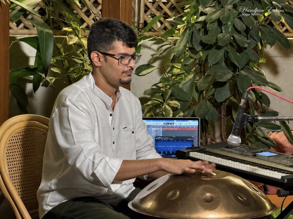 Sagar Belsare performing ambient handpan music for Handpan Echoes in Pune, India