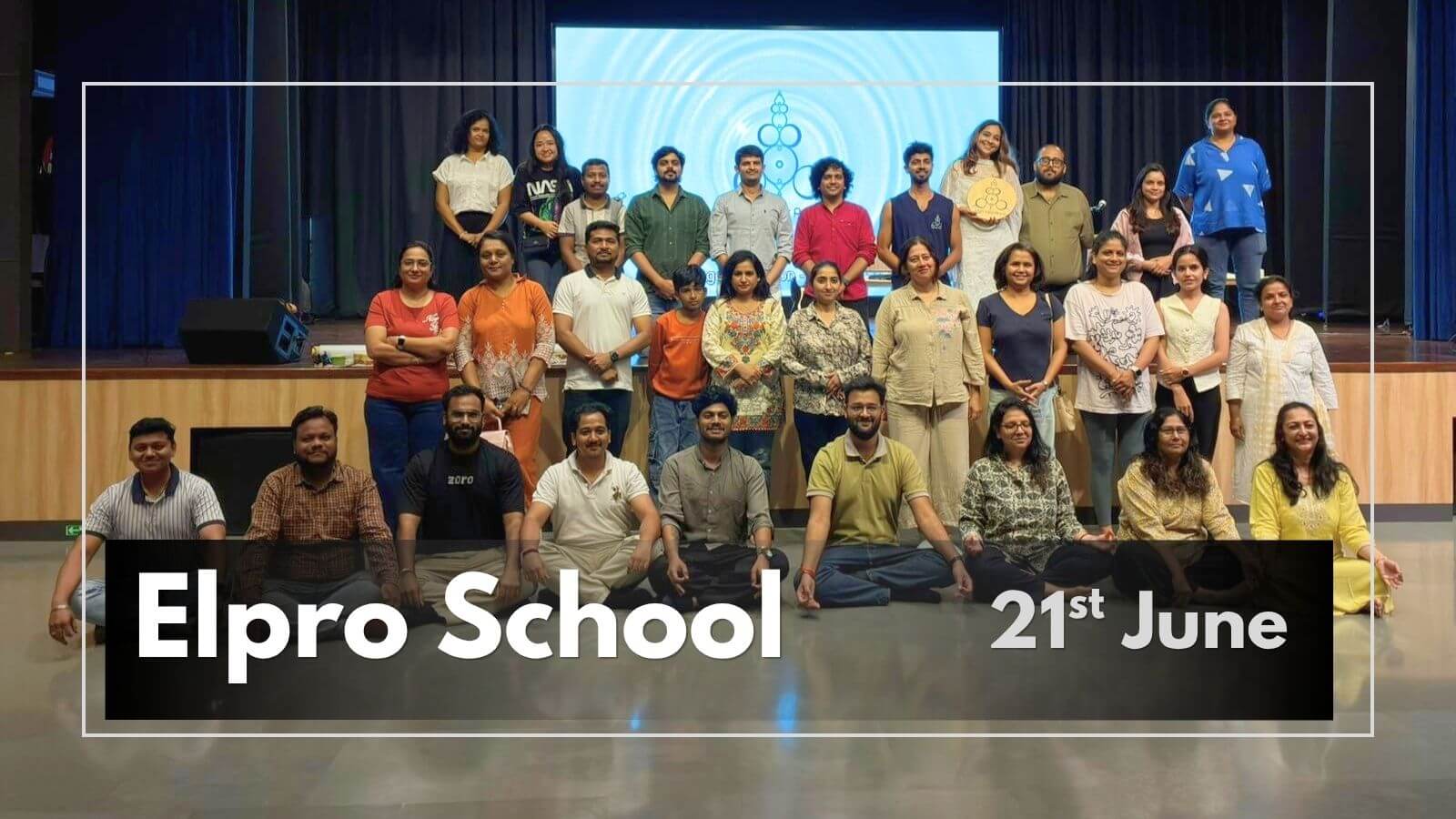Handpan Echoes performing a live handpan wellness session at Elpro International School in Pune on World Yoga Day.
