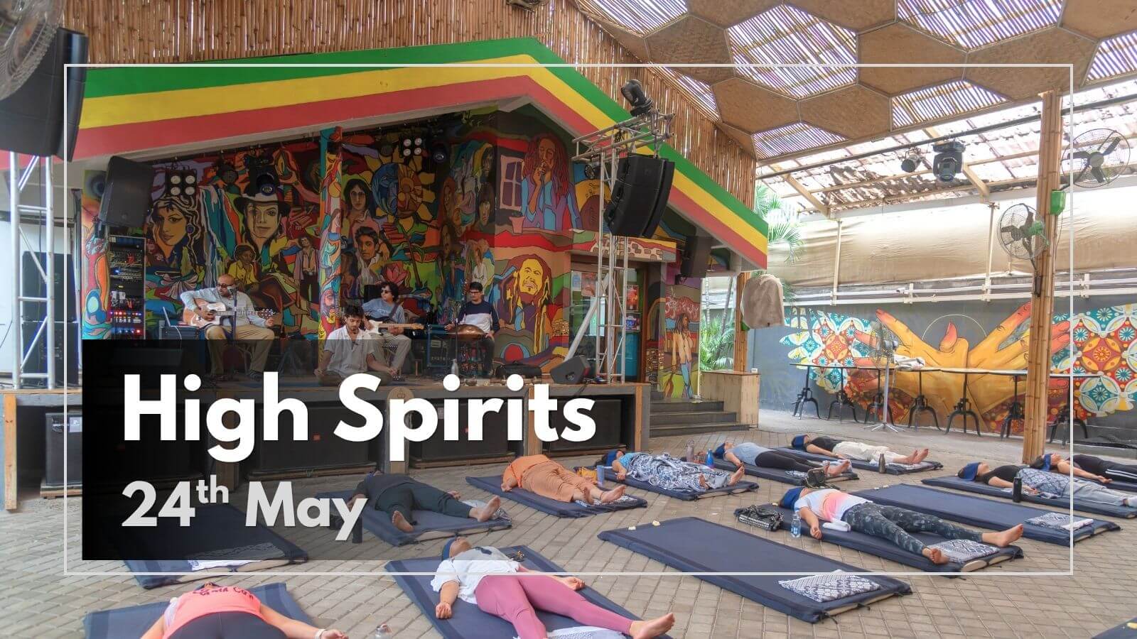 Handpan Echoes performing at High Spirits Pune during the Align Your Prana wellness event.