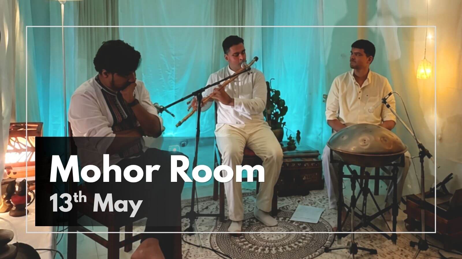 Handpan and flute duo performance by Handpan Echoes at Mohor Room in Pune.