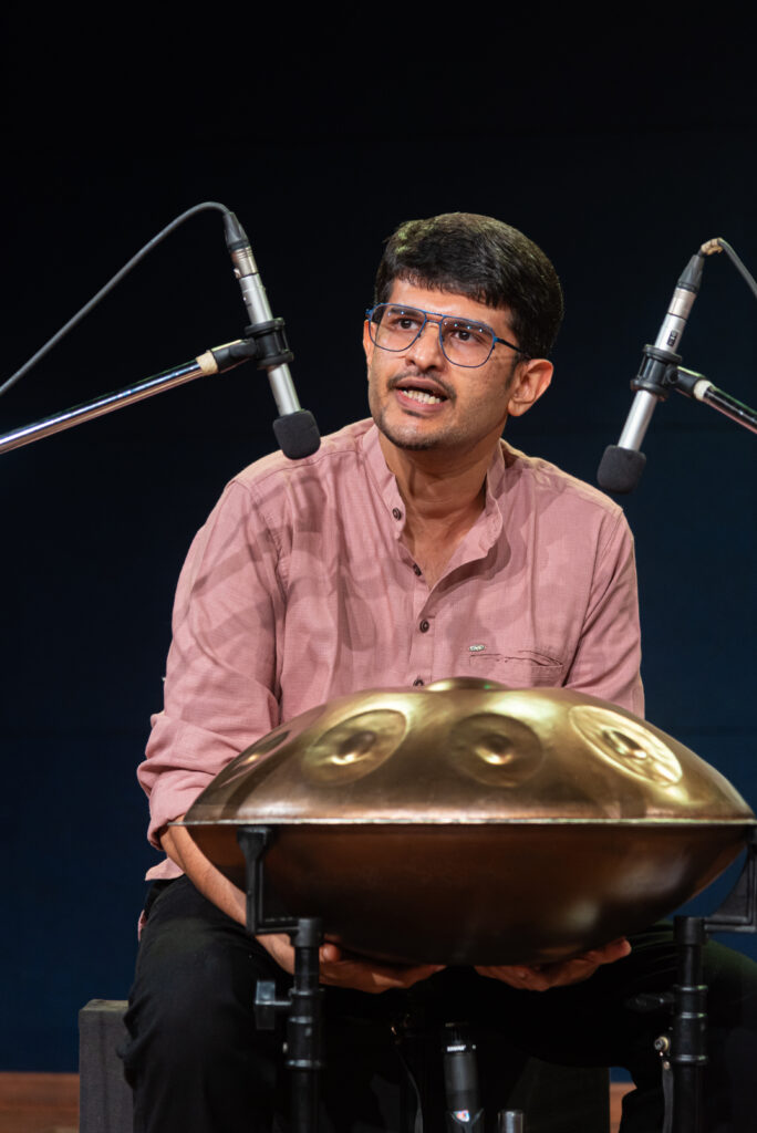 Handpan musician Sagar Belsare performing live at Zapurza Pune
