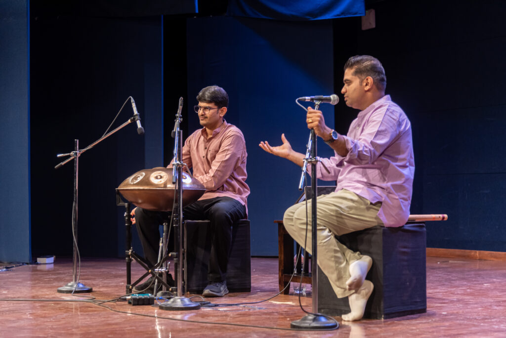 Handpan and flute duo performing live at Zapurza Pune