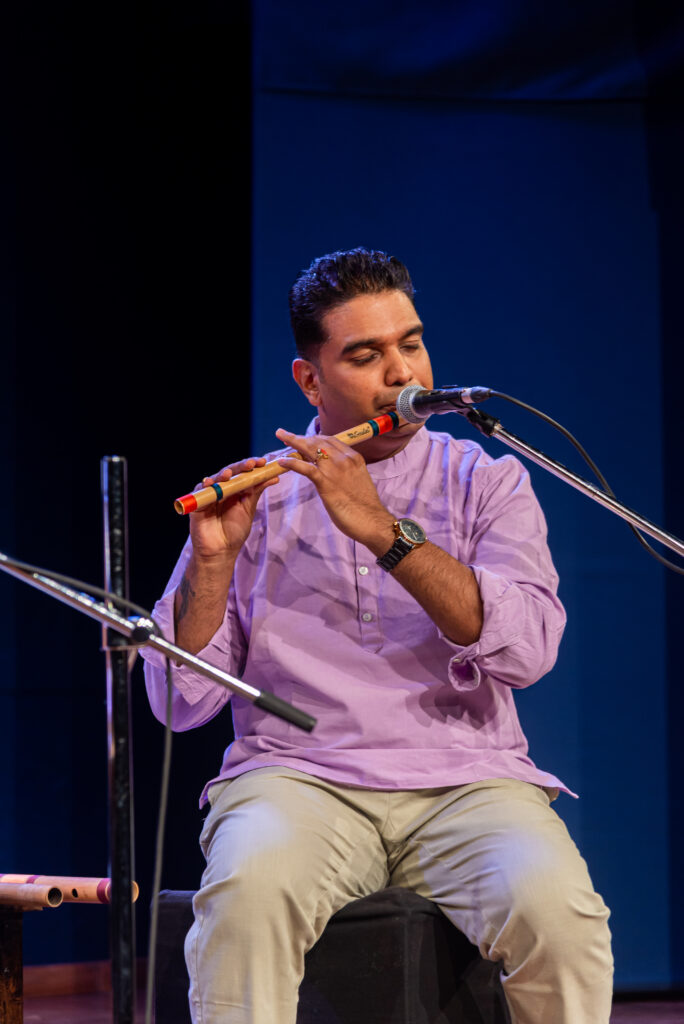 Flautist Santosh Naik performing live with Handpan Echoes at Zapurza Pune